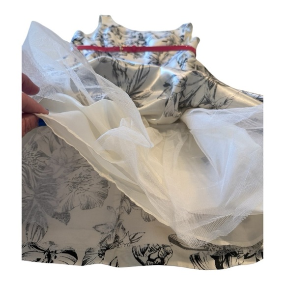 Jessica Howard Black Floral Tulle Full Skirt Fit & Flare Knee length dress 12 - Picture 10 of 15